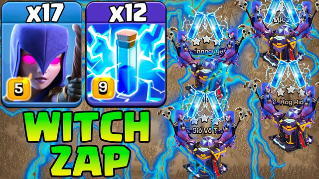 Golem Witch Slap With Zap - 17 Witch + 12 Zap - Best Th15 Attack Strategy 2023 Clash OF Clans