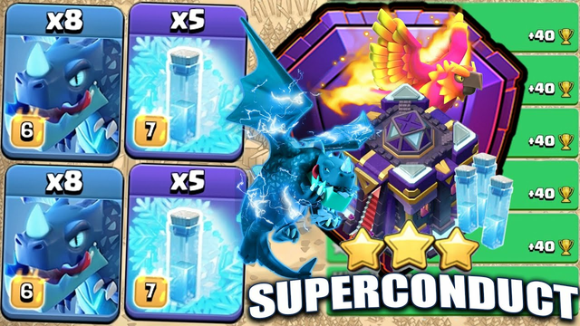 SuperConduct  AIR with TH15 3 Stars ATTACK using 5 Freeze + 8 E-Dragons Legend Attack 2023 - Coc