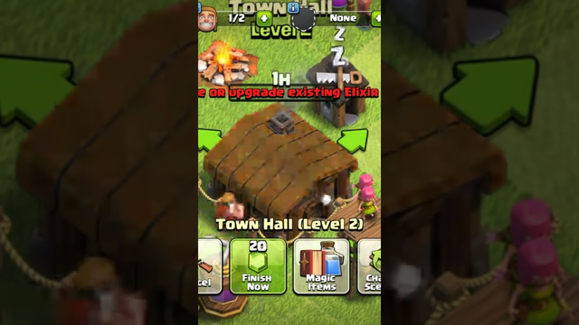 upgrading town hall 2 to 3 clash of clans #coc #shorts