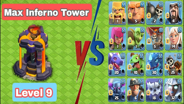 Max Inferno Tower (Single) VS All Troops | Clash of Clans.