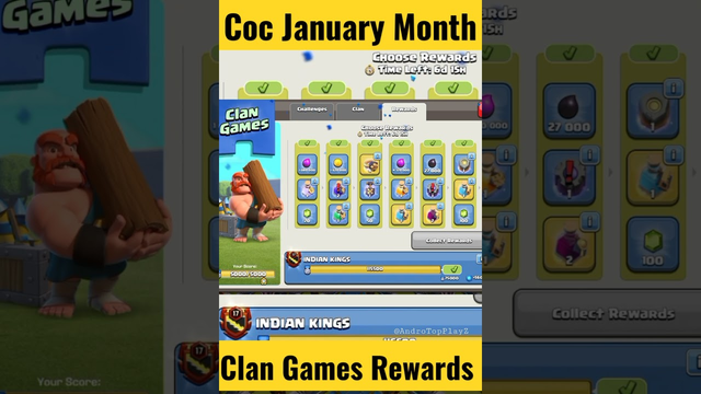 clash of clans clan games rewards january 2023 #clashofclans #androtopplayz #coc