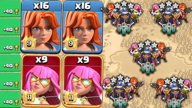 NEW TH15 Over Powered 9 Super Archer + 16 Valkyrie Easy 3 Star Legend Attack - Clash Of Clans
