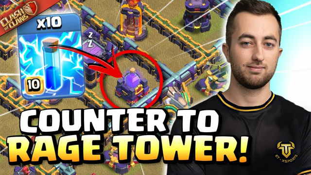 Eryam uses 10 LIGHTNING to Counter RAGE TOWER BASES! Clash of Clans