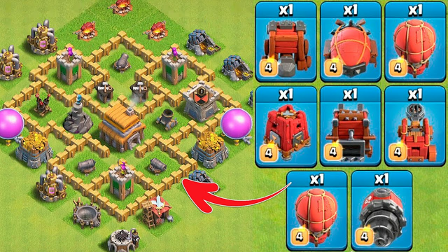 Town Hall 5 Max vs All Siege Machine | Clash of Clans