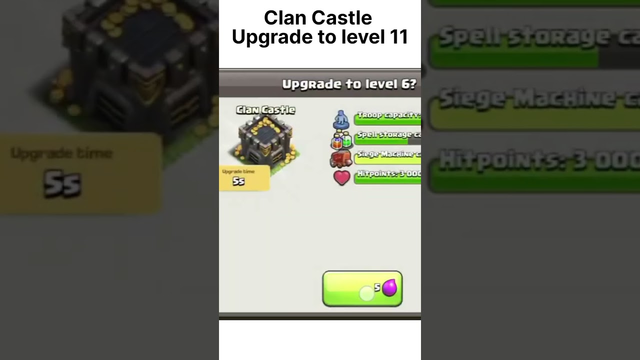 Clash of clans | Clan Castle Upgraded to The max level | Clan Castle Upgraded to 11 level |#coc