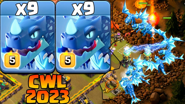 CWL Th15 Electro Dragon Attack - Best Town Hall 15 Attack Strategy 2023 Clash OF Clans - 9 E-Dragon