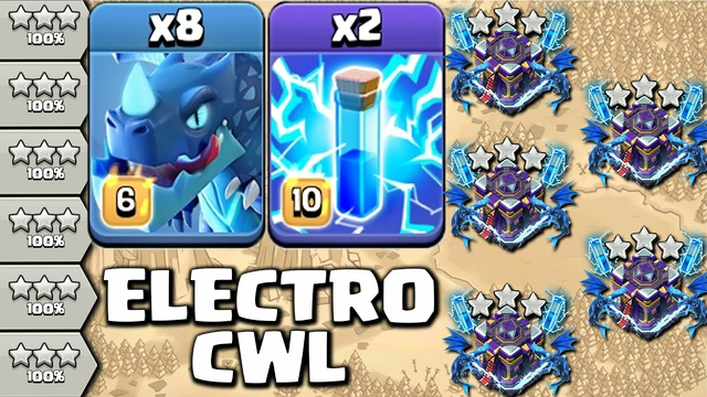 Electro CWL ! x8 E-Dragon Attack with x2 Zap Spells Best TH15 Electro Air 3 Star Attack 2023 - COC