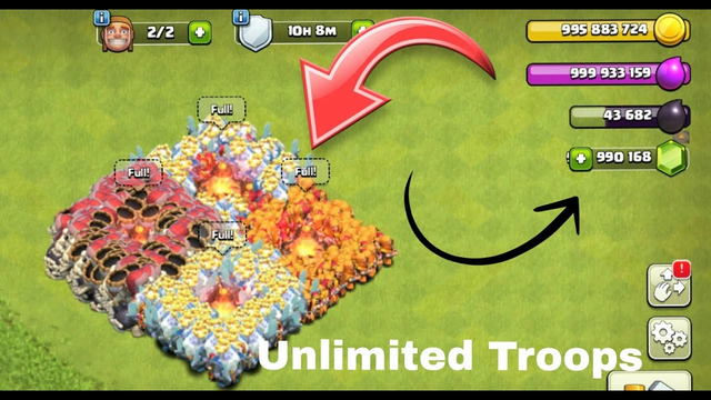 clash of clans mod server unlimited troops and gems 2023