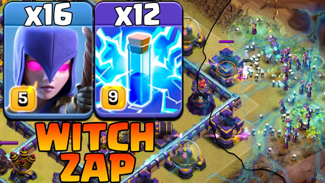 Golem Witch Slap With Zap - 16 Witch + 12 Zap - Best Th15 Attack Strategy 2023 Clash OF Clans