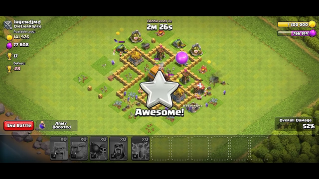 Clash of clans Town Hall th5 attack 3 Star