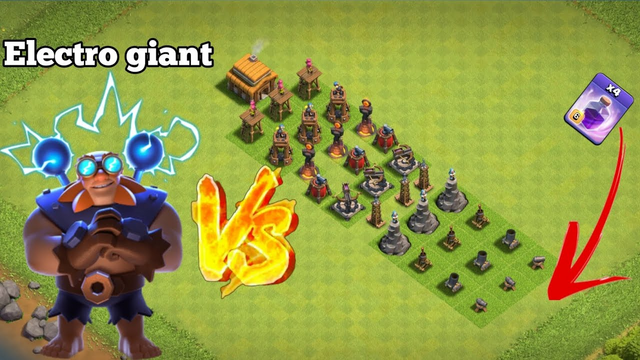 Electro giant vs all noob defence (clash of clans)