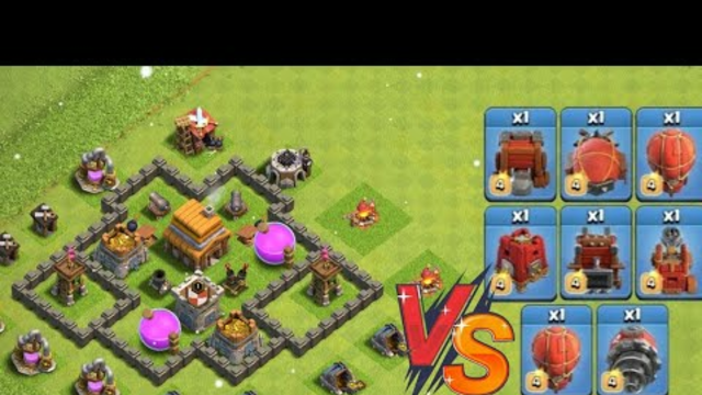 *MAX* TownHall 4 vs All Siege Machine - Clash Of Clans