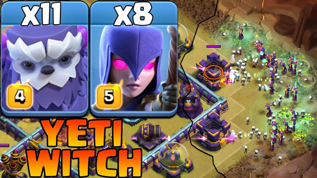 Yeti Witch Attack With Earthquake - 11 Yeti + 8 Witch Best Th15 Attack Strategy 2023 Clash OF Clans