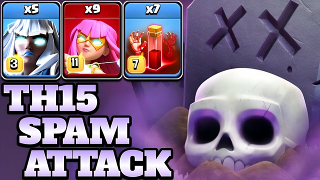 Skeleton Spell With Electro Titan & Super Archer TH15 Attack!! Clash of Clans - Th15 Attack Strategy