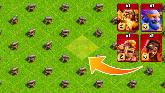 1 Level Cannon Formation vs All Ground Troops | Clash of Clans