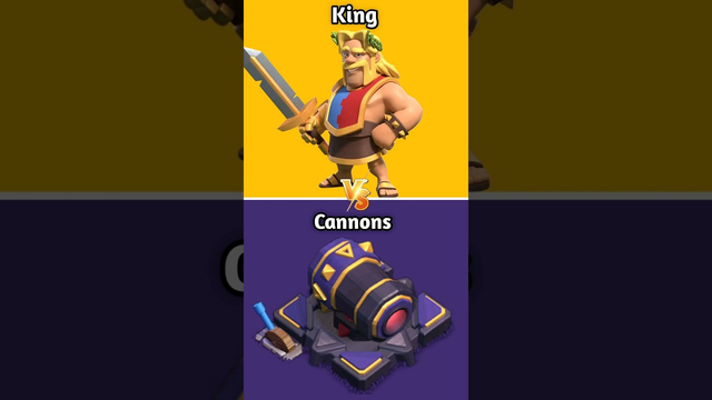 King Vs Every level Cannons in Clash of clans #shorts #clashofclans #cocshorts #clash #viralshorts