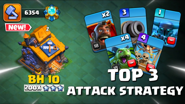 Top 3 Best Builder Hall 10 Attack Strategy | Bh10 Attack strategy with 6 Star in Clash of Clans