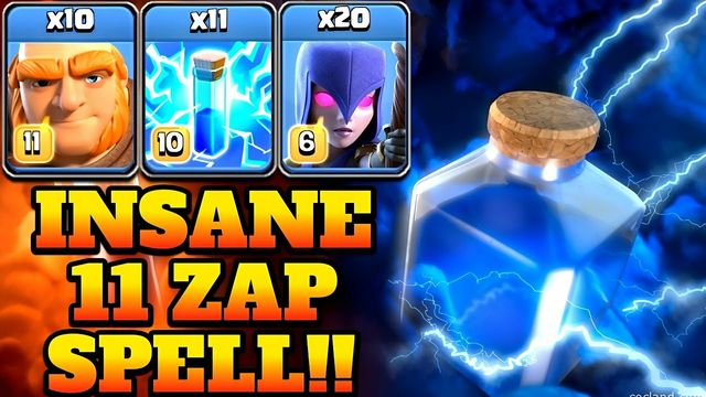 Insane 11 Zap Spell Witch & Giant Th15 Attack Strategy!! Clash of Clans - Witch + Lightning + Giant