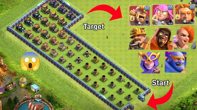20x Max Super Troops vs Every Mortar Levels Formation - Clash of Clans