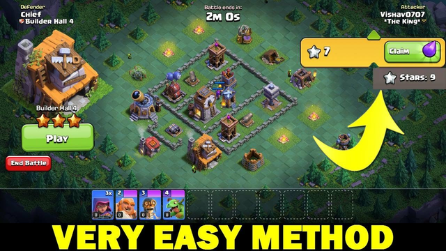 Clash of Clans Builder Base Map Challenge Part 3 ! 3 Star Strategy ! Very Easy Method.