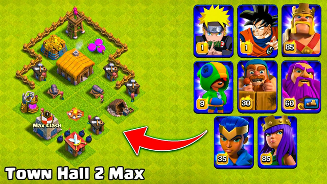 Town Hall 2 Max vs All Max Heroes + Rage | Clash of Clans