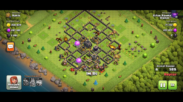 gaming video || Clash of clans world || town hall 9 || when someone attack my town hall  || 419