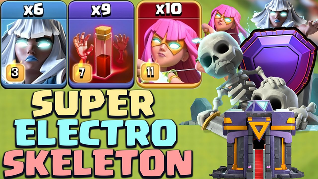 Best 9 Skeleton Spell With Electro Titan & Super Archer Attack Town Hall 15! Clash of Clans 2023