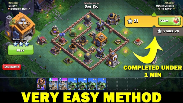 Clash of Clans Builder Base Map Challenge Part 6 ! 3 Star Strategy ! Very Easy Method.