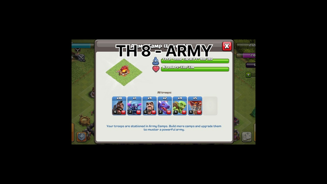 COC BEST ARMY TH8 WITH ATTACK #COC #clashofclans #shorts #viral