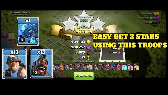 EASY GET 3 STARS USING THIS TROOPS  || CLASH OF CLANS INDONESIA