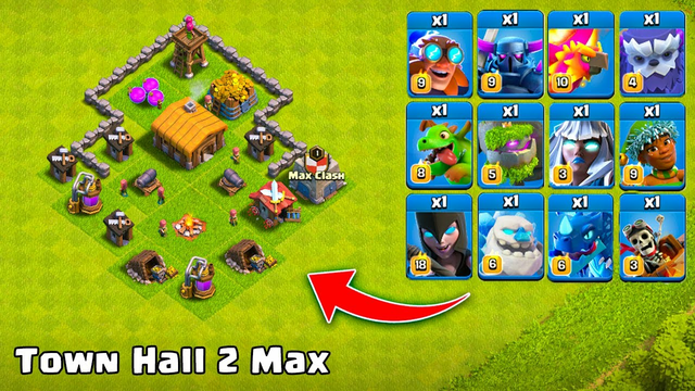 Town Hall 2 Max vs 1 Strong Troops + Rage | Clash of Clans