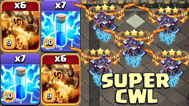 Super Dragon Fire + Lightning 3 Star CWL Attack Strategy 2023 - Clash Of Clans