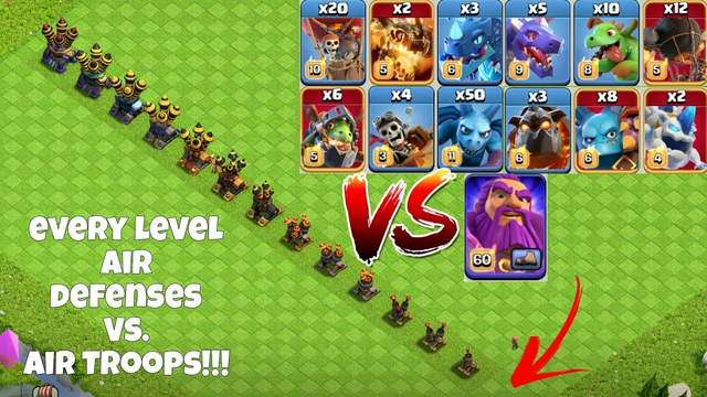 Every Level Air Defenses Vs. Air Troops in game | Clash of Clans #clashofclans #coc