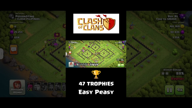 Clash of clans | 47 Trophies | Easy attack