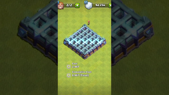 Total Gems to Max Walls - Level 1 to Level 16 | Clash of Clans #shorts