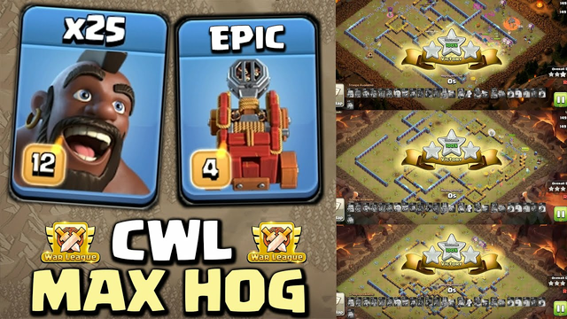 MAX Level Hog rider is too powerful Th15 CWL Crushed with x25 Max hog Attacks - Clash Of Clans