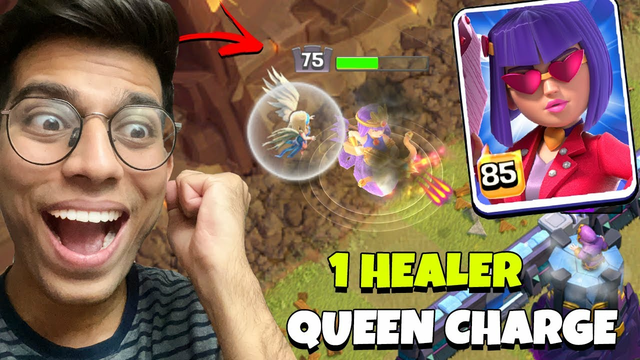 my new 1 HEALER QUEEN Charge Attack (Clash of Clans)