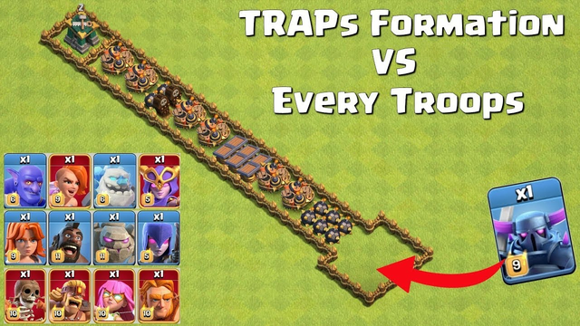 Traps Formation vs Every Troops - Clash of Clans - COC Impossible Traps Formation