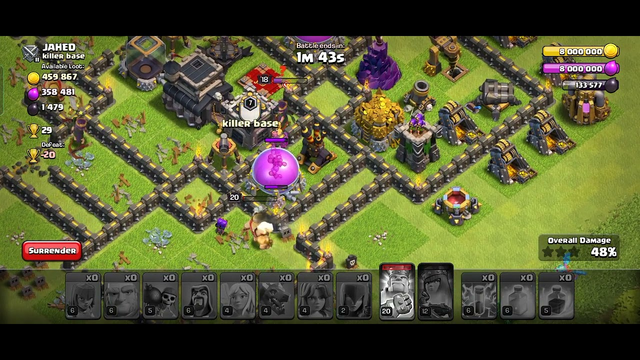 gaming video || Clash of clans world || town hall 9 ||when someone attack on my town hall ||839