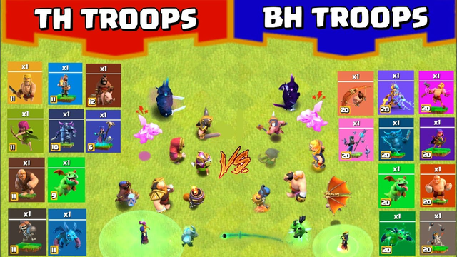 TH -15 Troops vs BH -10 Troops - clash of clans