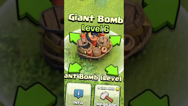 Giant bomb upgrade 1 to max level in COC#Clash of clans