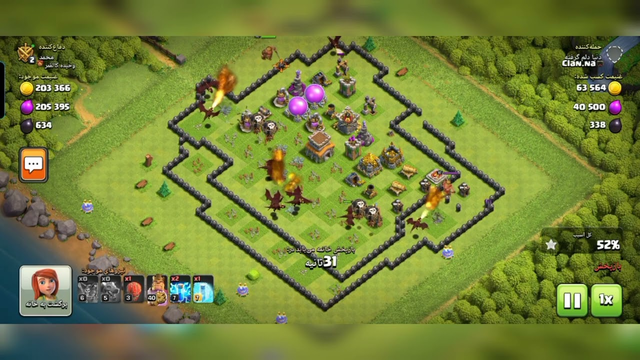 Clash of Clans 3 star town 8 with dragon and lightning in one minute