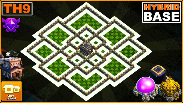 NEW BEST! TH9 Base 2023 with COPY LINK | COC Town Hall 9 Hybrid/Trophy Base Design