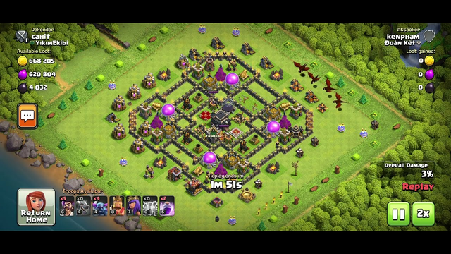 Clash of Clans: Defense Against Dragon and P.E.K.K.A Attack