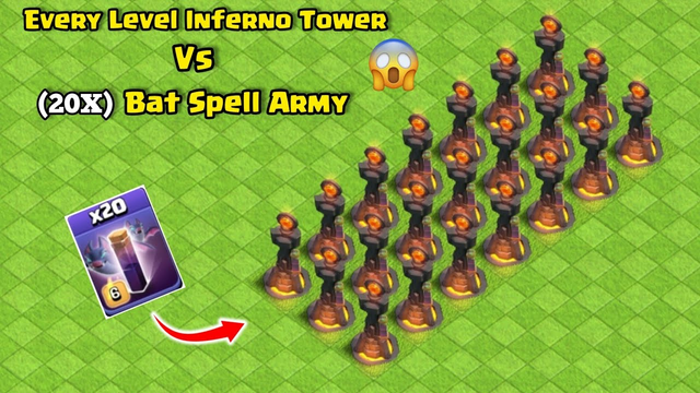 Every Level Inferno Tower Vs (20X) Bat Spell Army | Clash of Clans