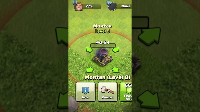 upgrade mortar level 1 to level 15 clash of clans