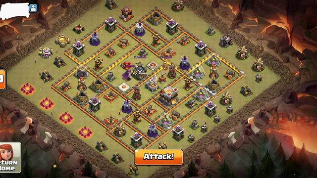 Clash of Clans most common base . How to attack on this base without using Clan Castle ?