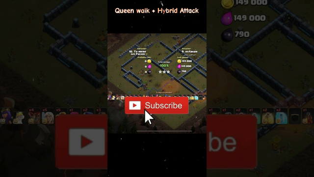 Perfect Queen walk with Hybrid attack (Clash of Clans) # #clashofclans #shorts #th15attackstrategy