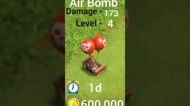 Air Bomb Level 1 to Max #coc #youtube shorts #clash of clans