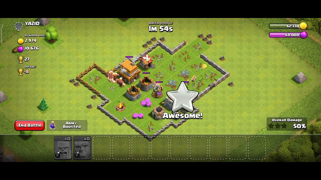 Clash of Clans | Attack | Won by Giant-10Nos | Barbarian-15Nos |